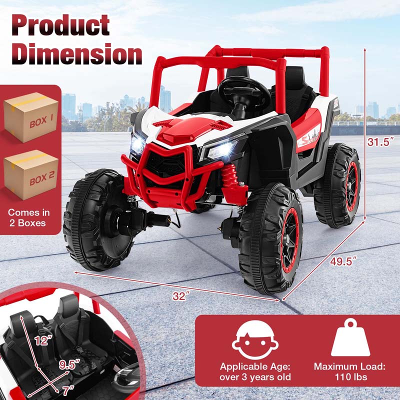 4WD/2WD 2-Seater Kids Ride on UTV, 24V Battery Powered Electric Toy Car with Remote Control, Suspension Spring