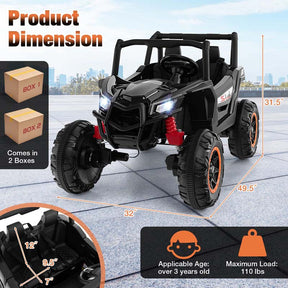 4WD/2WD 2-Seater Kids Ride on UTV, 24V Battery Powered Electric Toy Car with Remote Control, Suspension Spring