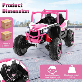 4WD/2WD 2-Seater Kids Ride on UTV, 24V Battery Powered Electric Toy Car with Remote Control, Suspension Spring