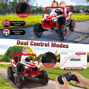 4WD/2WD 2-Seater Kids Ride on UTV, 24V Battery Powered Electric Toy Car with Remote Control, Suspension Spring