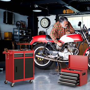 2-in-1 Rolling Tool Chest, 5-Drawer Tool Storage Cabinet with Wheels, Adjustable Shelf, Tool Box Organizer for Garage Warehouse Workshop