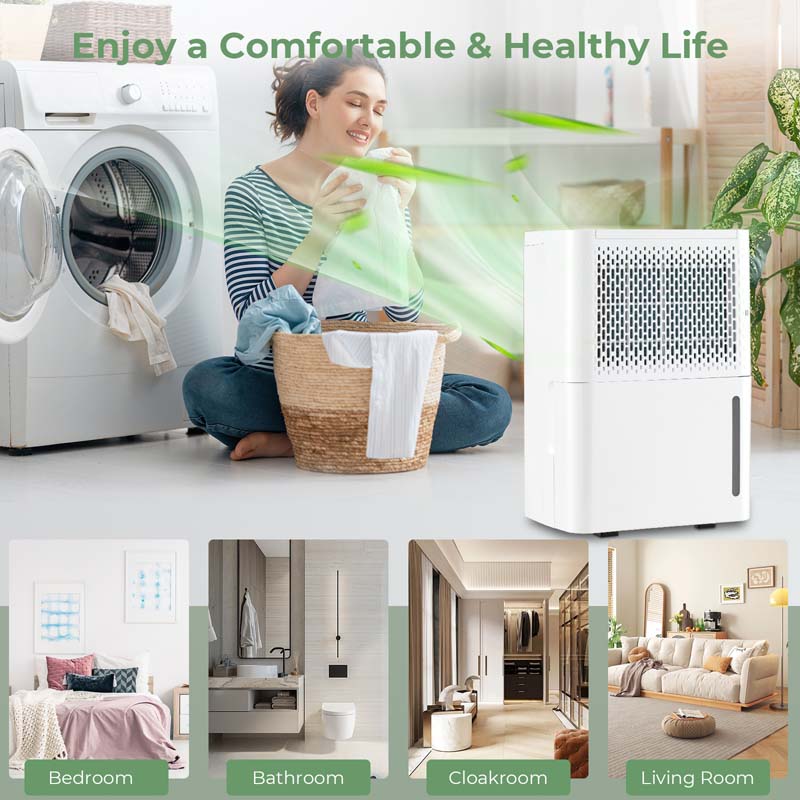 2000 Sq. Ft 32 Pint Portable Dehumidifier for Basement w/Continuous/Drying/Auto Mode, 24H Timer, Drain Hose, Water Tank
