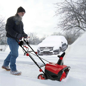 20" 120V 15A Walk-Behind Snow Thrower w/LED Headlights & 180° Rotating Chute, 10" Depth Clearing Path, Electric Snow Blower for Driveway