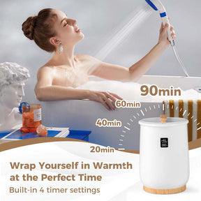 20L Towel Warmer Bucket for Bathroom, Hot Towel Heater with LED Screen, Wood Handle, Fragrant Disc Holder, Blanket Warmer for Pajamas, Bathrobes