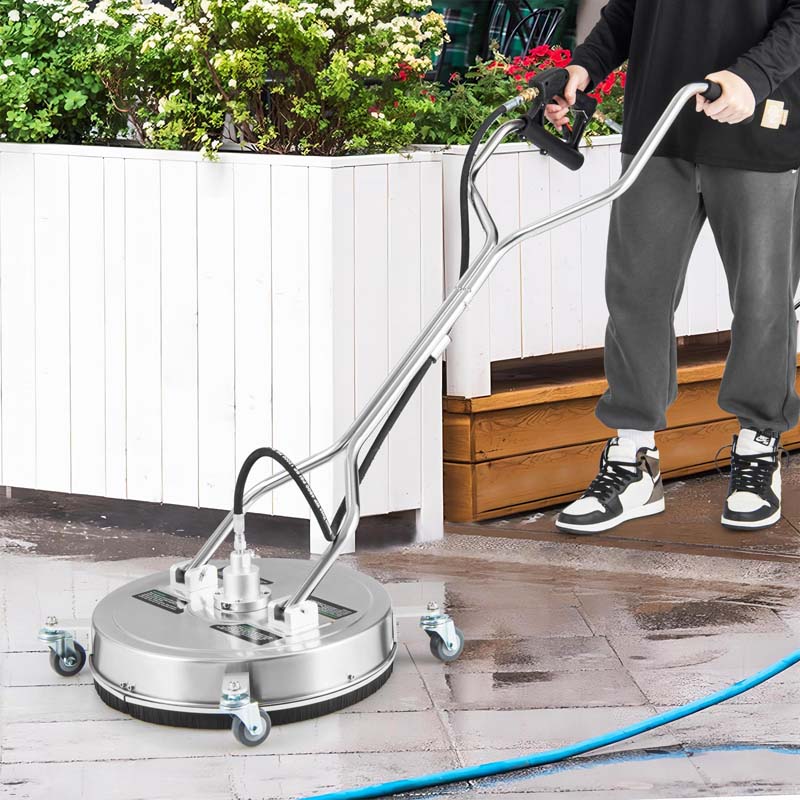 20" 4000 PSI Pressure Washer Surface Cleaner w/Casters, Dual Handles, Stainless Steel Housing, 3/8'' Quick-Connect