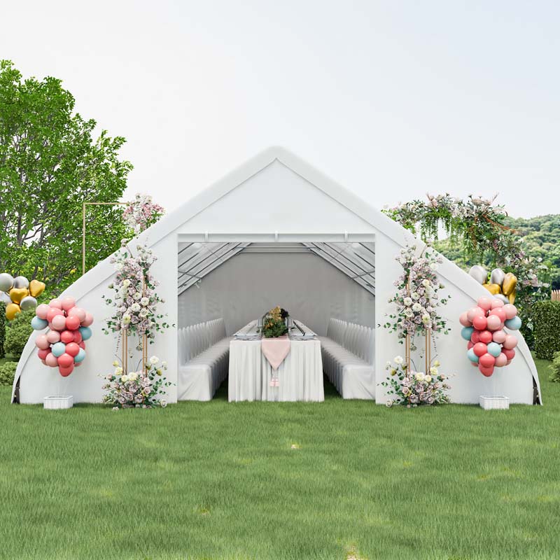 20 x 40 FT Peach Shaped Party Tent Heavy Duty Outdoor Wedding Canopy Tent with 12 Windows, Sidewalls, Zippered Doors