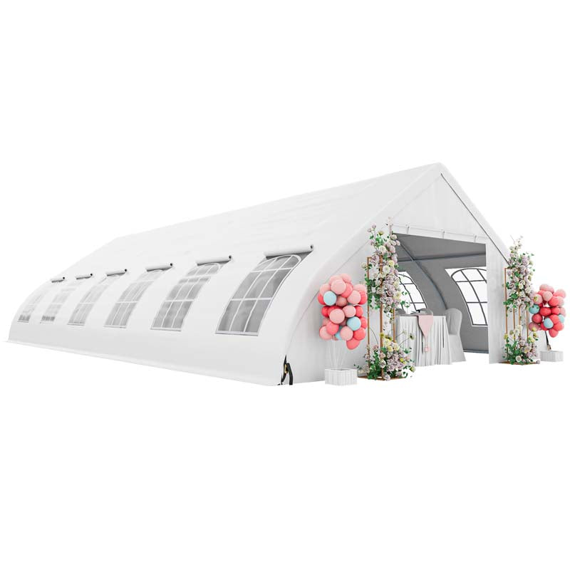 20 x 40 FT Peach Shaped Party Tent Heavy Duty Outdoor Wedding Canopy Tent with 12 Windows, Sidewalls, Zippered Doors