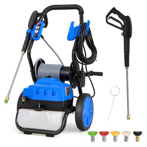 2300 PSI 1.8 GPM Electric Pressure Washer with Wheels & 5 Quick Connect Nozzles, Portable High-Pressure Power Washer for Floor Car Wash Cleaning Machine