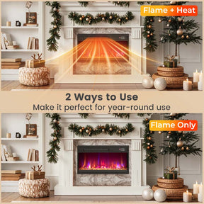 18/23/26 Inch Electric Fireplace Insert, 1500W Recessed Fireplace Heater with Remote Control, 0.5-9H Timer, Adjustable Flame & Ember Bed Color