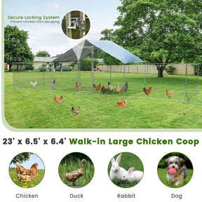 23 x 6.6 FT Half Spire Large Metal Chicken Coop Walk-in Poultry Cage Hen Duck Rabbit Run House with Cover