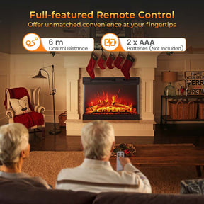 24" 3-Sided Glass Electric Fireplace Heater 750W/1500W with Remote Control, Adjustable Flame Color & Brightness, 1H-6H Timer, Thermostat