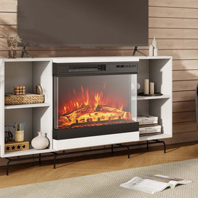 24" 3-Sided Glass Electric Fireplace Heater 750W/1500W with Remote Control, Adjustable Flame Color & Brightness, 1H-6H Timer, Thermostat