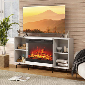 24" 3-Sided Glass Electric Fireplace Heater 750W/1500W with Remote Control, Adjustable Flame Color & Brightness, 1H-6H Timer, Thermostat