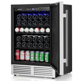 190 Cans Under Counter Drink Beverage Fridge w/Removable Shelves, 24" Built-in & Freestanding Wine Refrigerator Cooler
