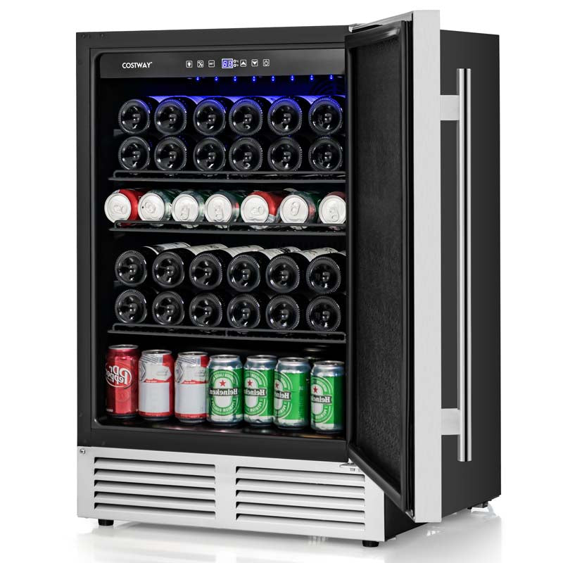 190 Cans Under Counter Drink Beverage Fridge w/Removable Shelves, 24" Built-in & Freestanding Wine Refrigerator Cooler