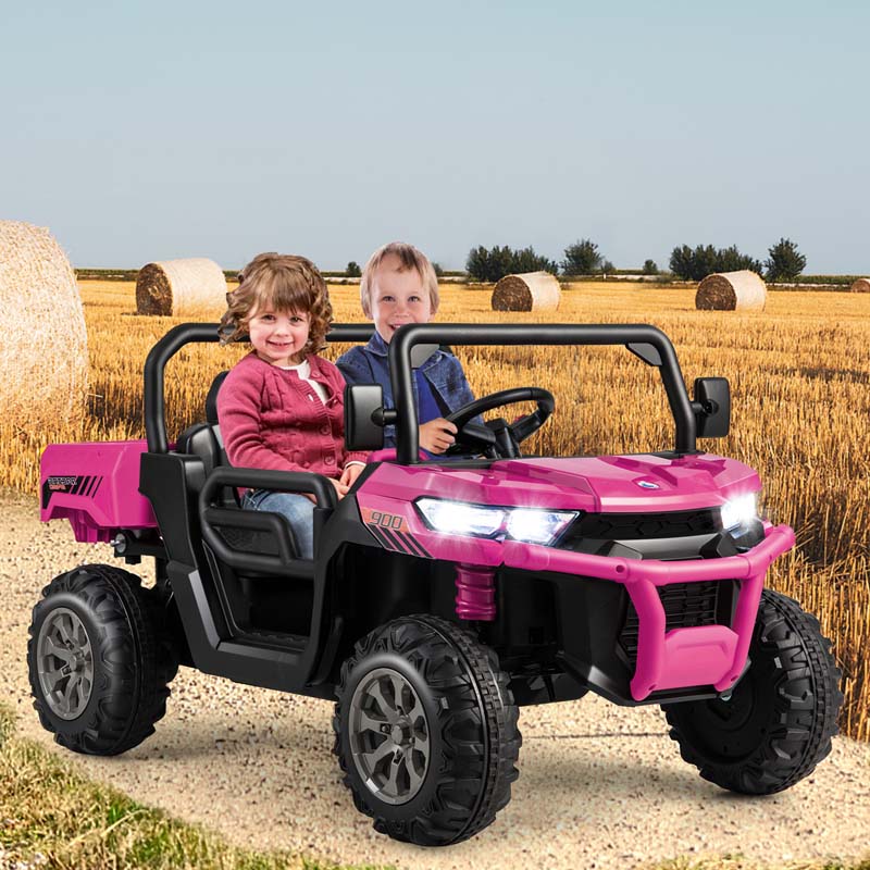 24V 2-Seater Kids Ride on UTV Dump Truck, Battery Powered Off-Road Electric Toy Car with Remote Control, Moving Dump Bed