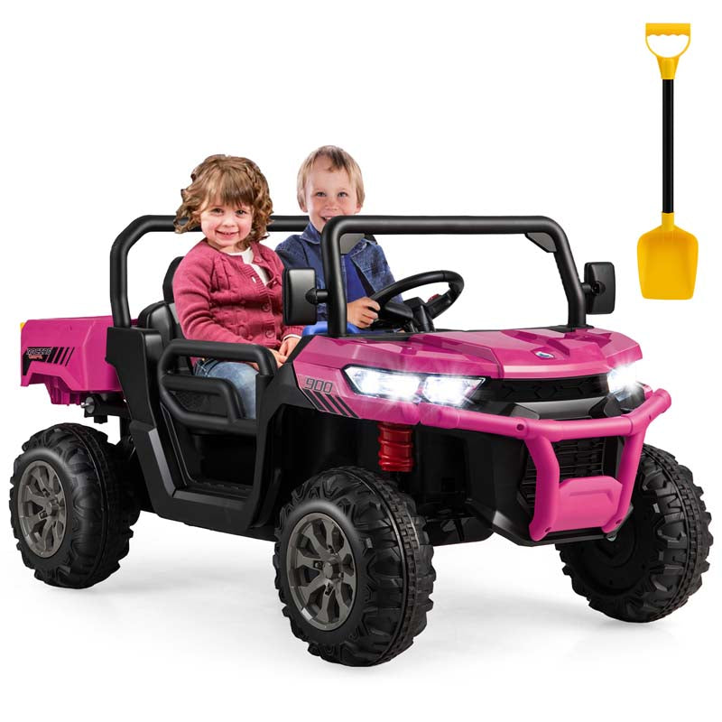 24V 2-Seater Kids Ride on UTV Dump Truck, Battery Powered Off-Road Electric Toy Car with Remote Control, Moving Dump Bed