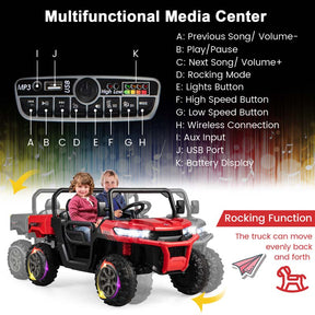 24V 2-Seater Kids Ride on UTV Dump Truck, Battery Powered Off-Road Electric Toy Car with Remote Control, Moving Dump Bed