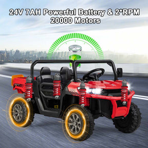 24V 2-Seater Kids Ride on UTV Dump Truck, Battery Powered Off-Road Electric Toy Car with Remote Control, Moving Dump Bed