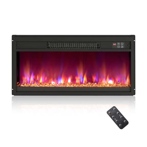 18/23/26 Inch Electric Fireplace Insert, 1500W Recessed Fireplace Heater with Remote Control, 0.5-9H Timer, Adjustable Flame & Ember Bed Color