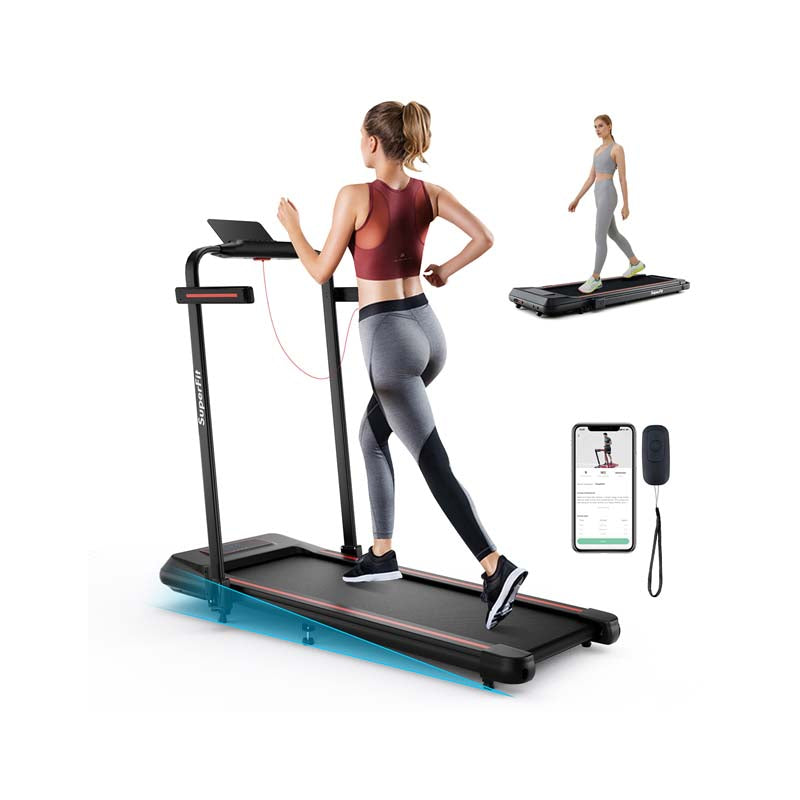 4 in 1 Under Desk Treadmill with Incline & Smart App Control, 3.0HP Foldable Walking Pad Treadmill for Running Jogging