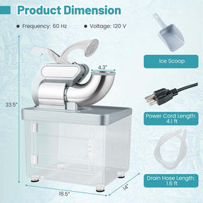 660 LBS/H Commercial Ice Crusher, 300W ETL-Approved Electric Snow Cone Machine with Dual Blades, 120V Shaved Ice Machine