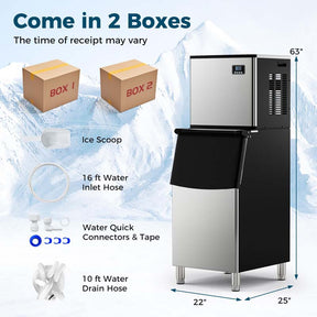 353LBS/24H Commercial Split Ice Maker Machine with 198LBS Storage Bin & Auto Self-Cleaning, Industrial Ice Maker w/SECOP Compressor