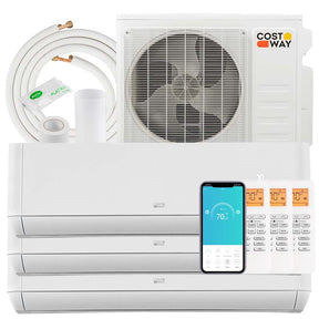 36000 BTU 21.5 SEER2 Tri 3 Zone Mini Split Air Conditioner & Heater, Works with Alexa, Wifi Enabled Inverter Split System AC Unit with Heat Pump