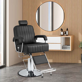 360° Swivel Hydraulic Salon Barber Chair for Hair Stylist w/Headrest & Recline Backrest, Spa Equipment Tattoo Chair Makeup Station