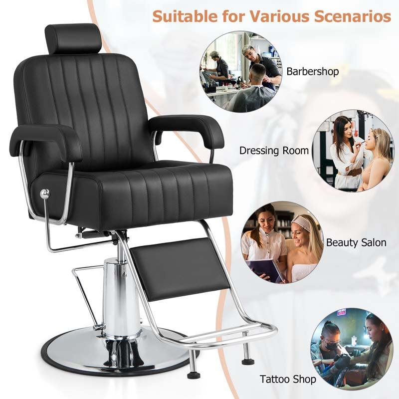 360° Swivel Hydraulic Salon Barber Chair for Hair Stylist w/Headrest & Recline Backrest, Spa Equipment Tattoo Chair Makeup Station