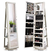 360° Swivel Jewelry Armoire with Higher Full Length Mirror, 3-in-1 Freestanding Lockable Jewelry Cabinet Organizer