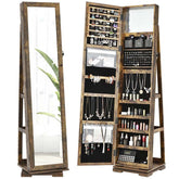 360 Rotating Jewelry Armoire with Higher Full Length Mirror, 3-in-1 Freestanding Lockable Jewelry Cabinet Organizer