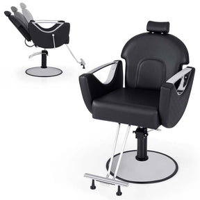 360° Swivel Reclining Barber Salon Chair with Adjustable Height, Heavy Duty Hair Styling Chair for Makeup Facial Waxing Tattoo