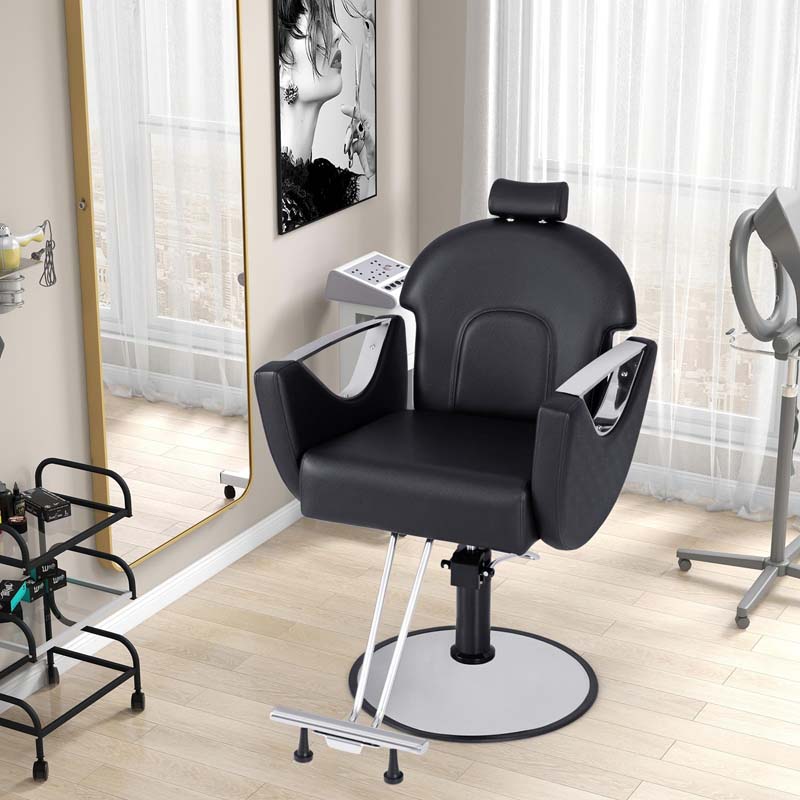 360° Swivel Reclining Barber Salon Chair with Adjustable Height, Heavy Duty Hair Styling Chair for Makeup Facial Waxing Tattoo