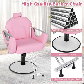 360° Swivel Reclining Barber Salon Chair with Adjustable Height, Heavy Duty Hair Styling Chair for Makeup Facial Waxing Tattoo