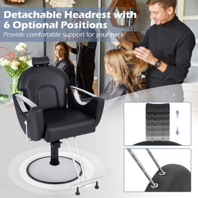 360° Swivel Reclining Barber Salon Chair with Adjustable Height, Heavy Duty Hair Styling Chair for Makeup Facial Waxing Tattoo