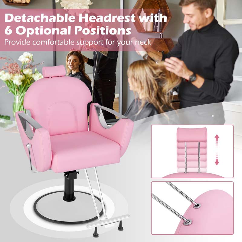 360° Swivel Reclining Barber Salon Chair with Adjustable Height, Heavy Duty Hair Styling Chair for Makeup Facial Waxing Tattoo