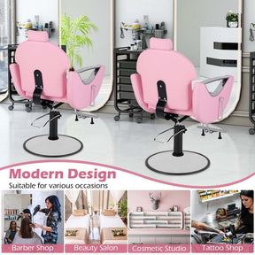 360° Swivel Reclining Barber Salon Chair with Adjustable Height, Heavy Duty Hair Styling Chair for Makeup Facial Waxing Tattoo