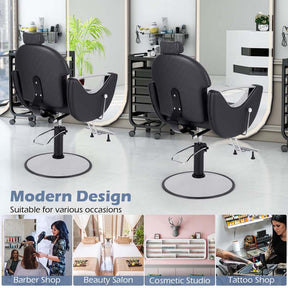 360° Swivel Reclining Barber Salon Chair with Adjustable Height, Heavy Duty Hair Styling Chair for Makeup Facial Waxing Tattoo