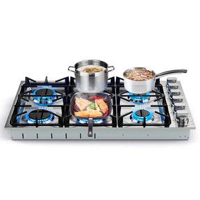 30/36" Gas Cooktop Stainless Steel Gas Stove Top with 4/6 Sealed Burners, ABS Knobs, NG/LP Convertible Gas Range Top for Kitchen