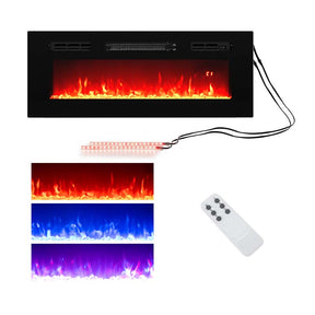 36" Electric Fireplace Inserts w/LED Strip Lights, 750W/1500W Fireplace Heater w/Remote Control, Adjustable Flame Color & Brightness