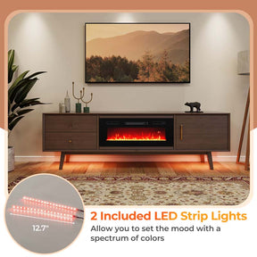 36" Electric Fireplace Inserts w/LED Strip Lights, 750W/1500W Fireplace Heater w/Remote Control, Adjustable Flame Color & Brightness