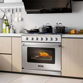 36" Freestanding Dual Fuels Natural Gas Range with 6 Burners Cooktop & 6 Cu.Ft. Convection Oven, Storage Drawer