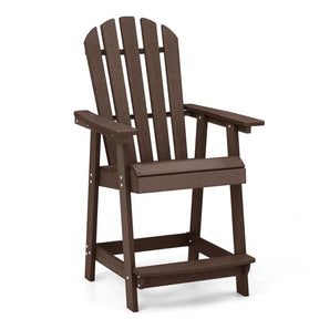 Outdoor HDPE Tall Adirondack Chair with Armrest & Footrest, Weather Resistant 47" Counter Height Barstool Balcony Chairs