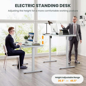 48" x 24" Electric Standing Desk with Drawer, Tempered Glass Top, Memory Positions & USB Type-C Outlets, Sit Stand Desk for Home Office