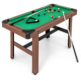 48" Wooden Billiards Table w/ 2 Cue Sticks, 16 Balls, 2 Chalks, Triangle, Brush, Mini Pool Game Table for Family Game Room Bar Office