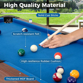 48" Wooden Billiards Table w/ 2 Cue Sticks, 16 Balls, 2 Chalks, Triangle, Brush, Mini Pool Game Table for Family Game Room Bar Office