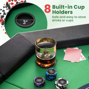 48" 8-Player Poker Table Foldable, Portable Folding Texas Holdem Poker Tables with Padded Rails, Cup Holders, Casino Grade Felt Surface