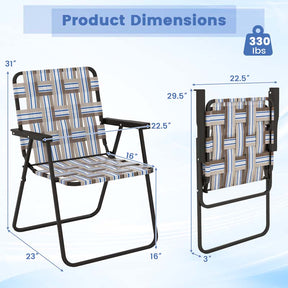 4-Pack Beach Chairs Camping Lawn Webbing Chair with Steel Frame, Lightweight Folding Outdoor Chair for Poolside Fishing Yard
