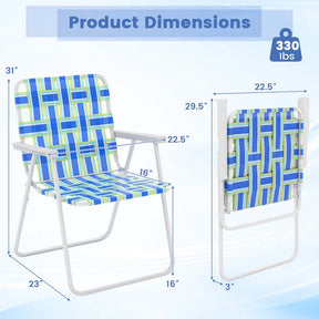 4-Pack Beach Chairs Camping Lawn Webbing Chair with Steel Frame, Lightweight Folding Outdoor Chair for Poolside Fishing Yard